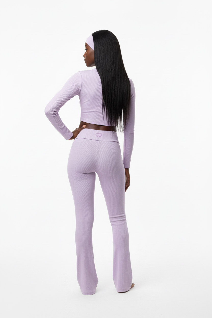 Light lavender ribbed set back view
